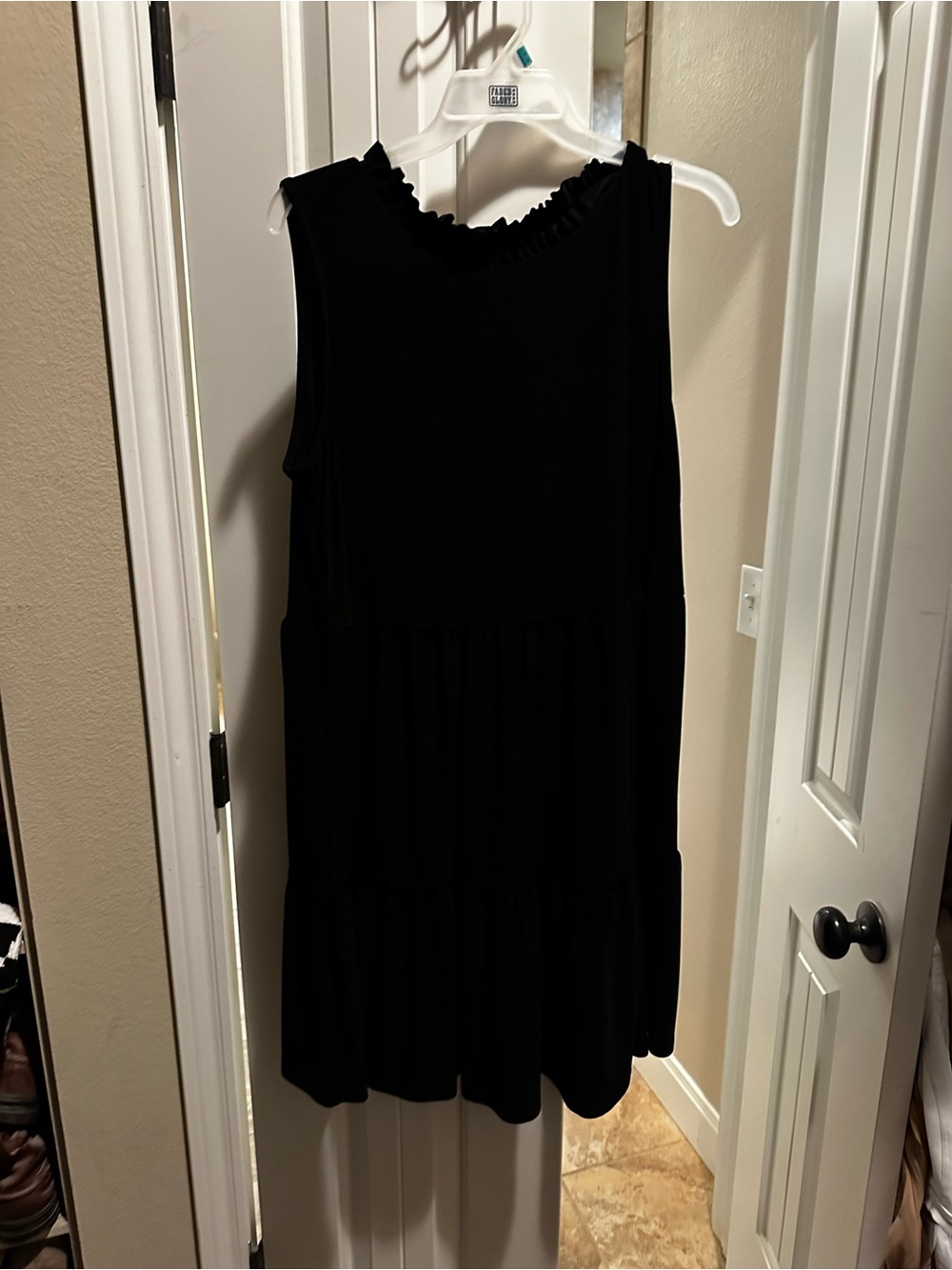 Sleeveless Black Tiered Ruffle-Neck Mini Dress